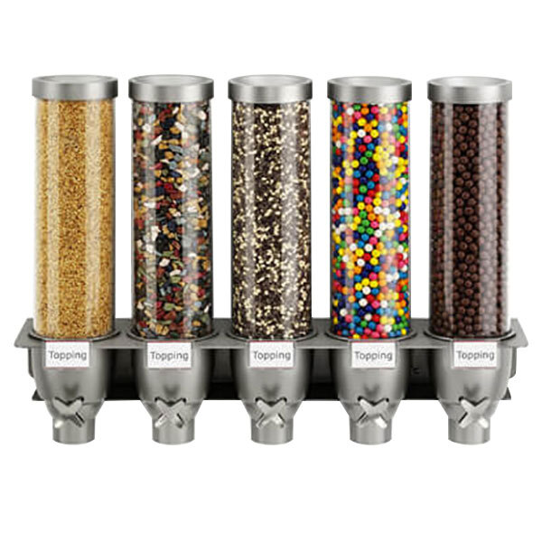 Rosseto EZ527 EZ-SERV 4.94 Liter, 5 Canister Wall-Mounted Topping/Candy Dispenser