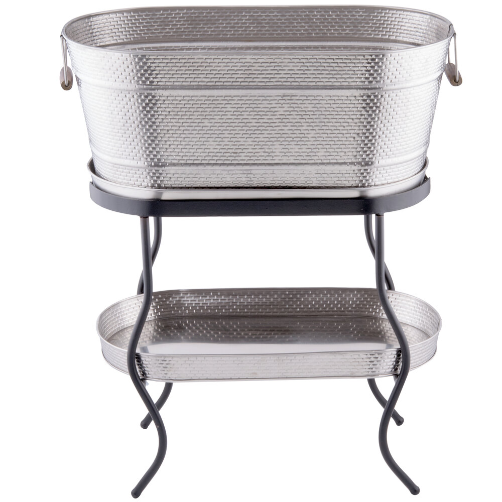 Tablecraft GTSS2313N Brickhouse Stainless Steel Beverage Tub Set - 27 1/2" x 15" x 32"