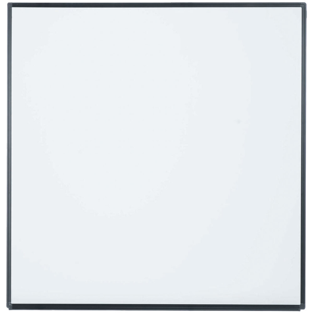 Aarco ERPB4848 Designer Series 48" x 48" Radius Corner White Porcelain Enamel on Steel Markerboard with Black Powder Coated Aluminum Frame