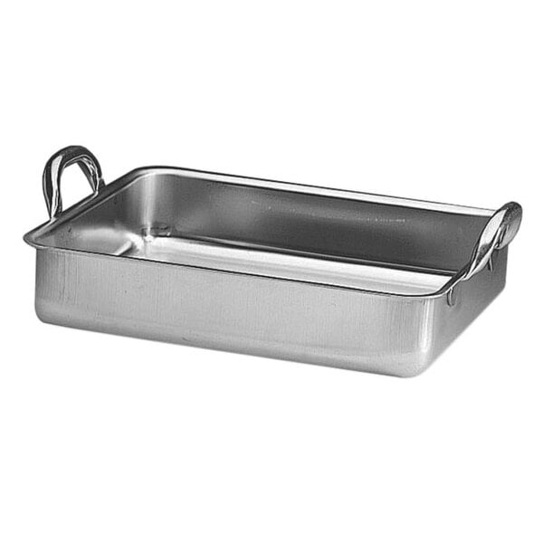Matfer Bourgeat 713550 15.87 qt. Stainless Steel Roasting Pan with Handles - 20 7/8" x 17" x 3 1/2"