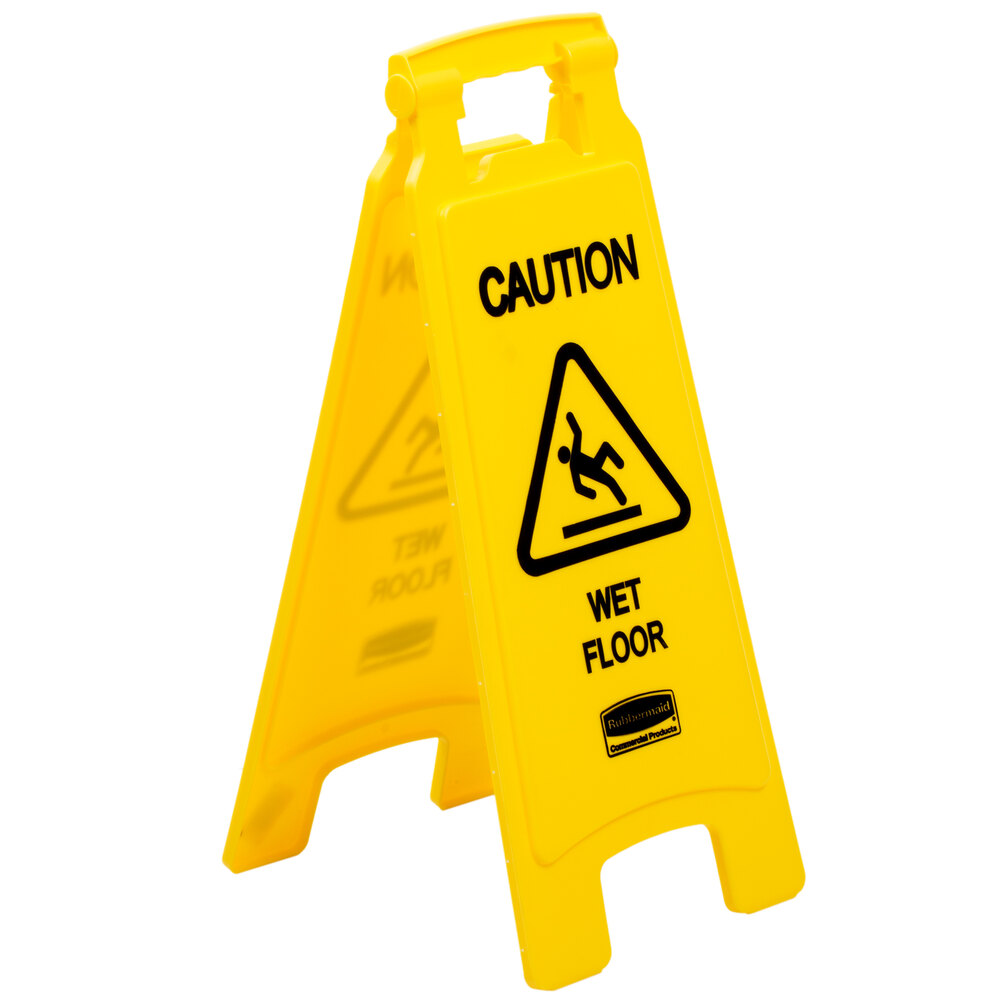 Rubbermaid® FG611277YEL 25" Yellow Double Sided Wet Floor Sign - "Caution Wet Floor"