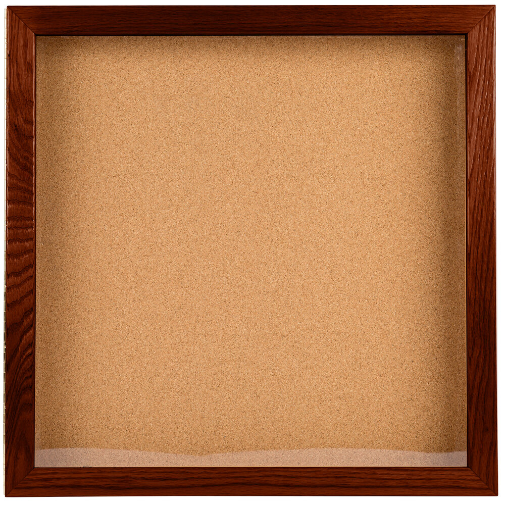 Aarco CBC2424S 24" x 24" Enclosed Hinged Souvenir and Memorabilia Display Case with Cherry Finish