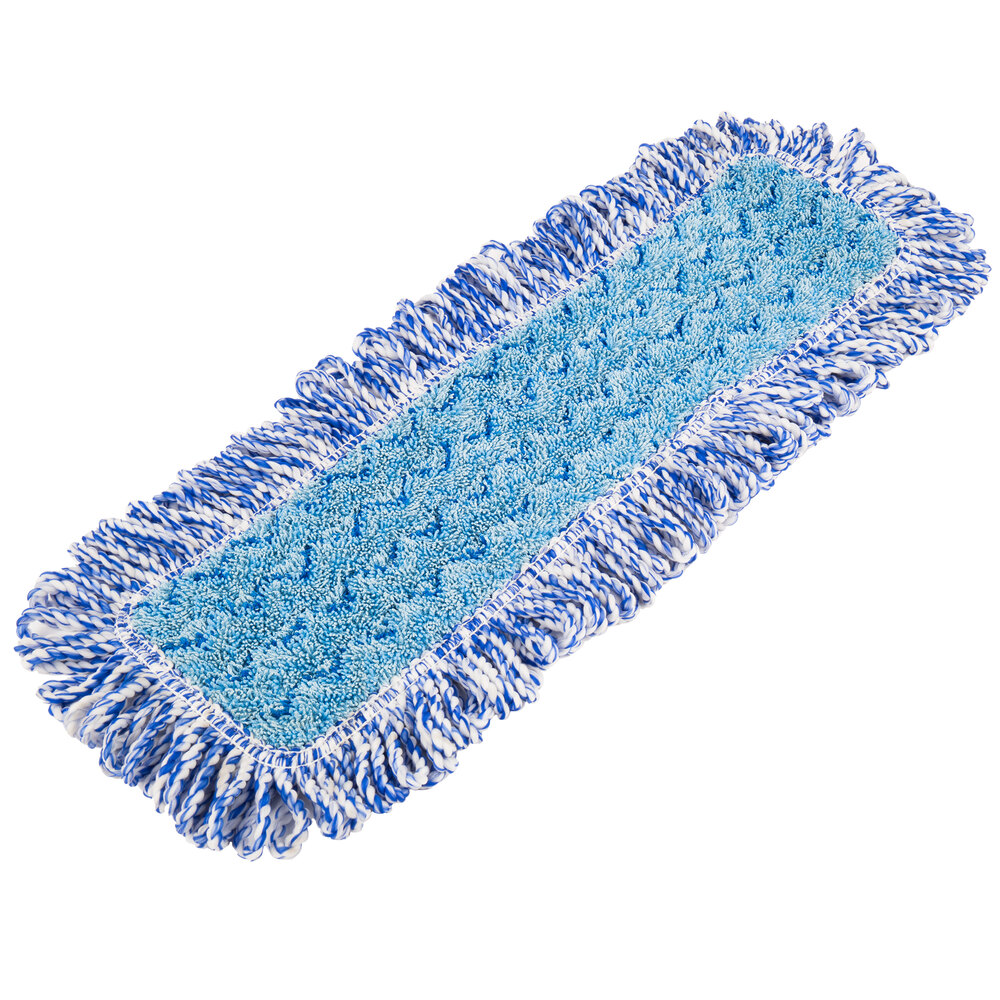 Rubbermaid® HYGEN™ FGQ41600BL00 18" Blue Microfiber High Absorbency Hook & Loop Looped End Wet Mop Pad