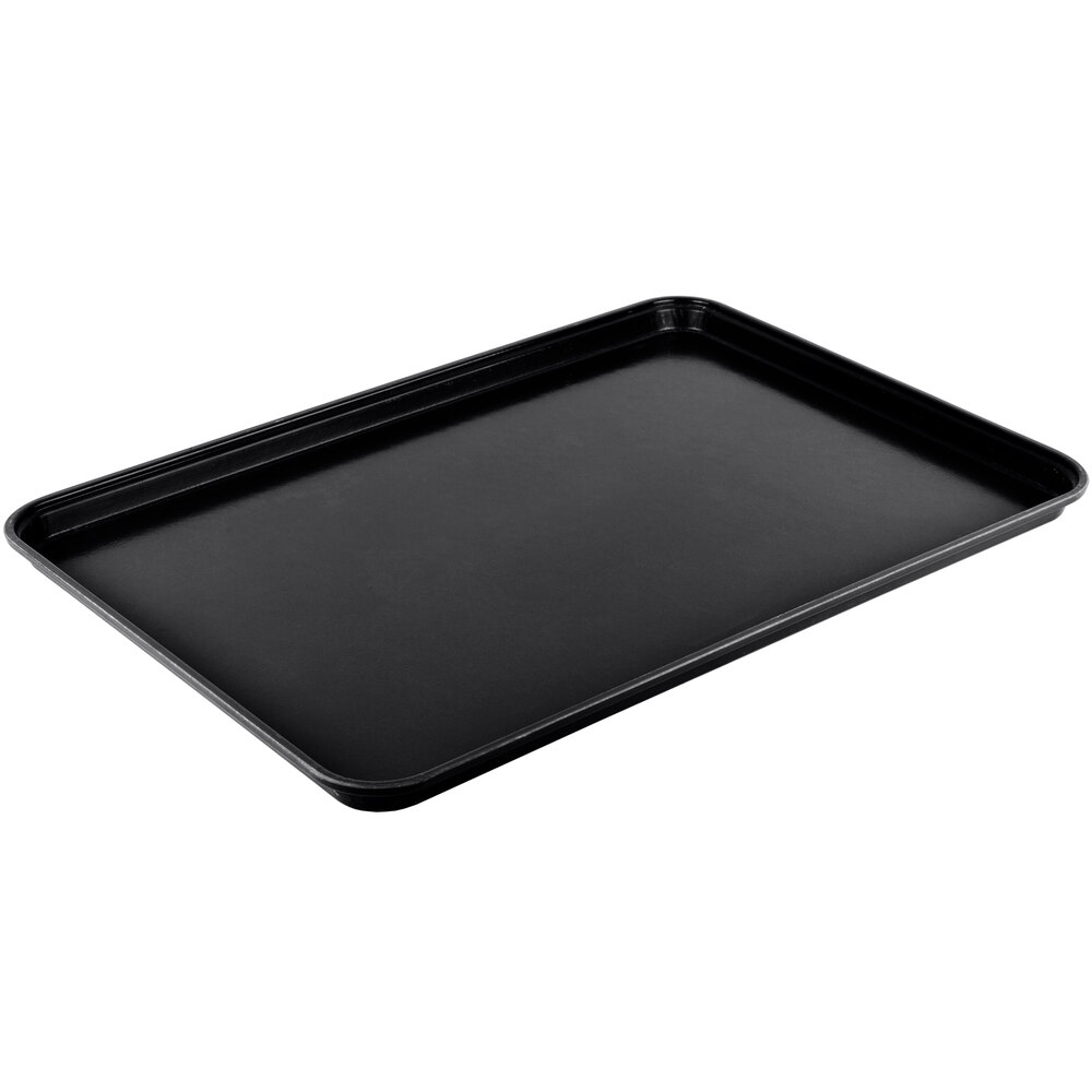 Carlisle 2618FMTQ309 Black 18" x 26" x 1" Fiberglass Market Tray - 6/Case