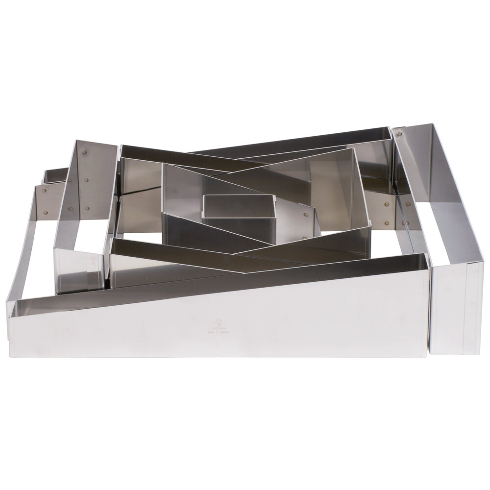 Matfer Bourgeat 681913 Stainless Steel 5-Piece Deconstructed Wedding Cake Ring Frame Set