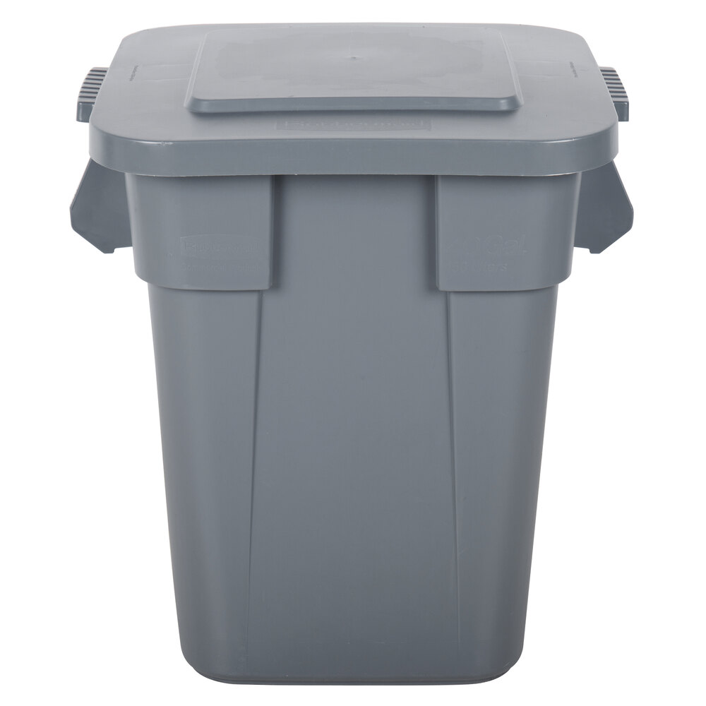 Rubbermaid® BRUTE 40 Gallon Gray Square Trash Can and Lid