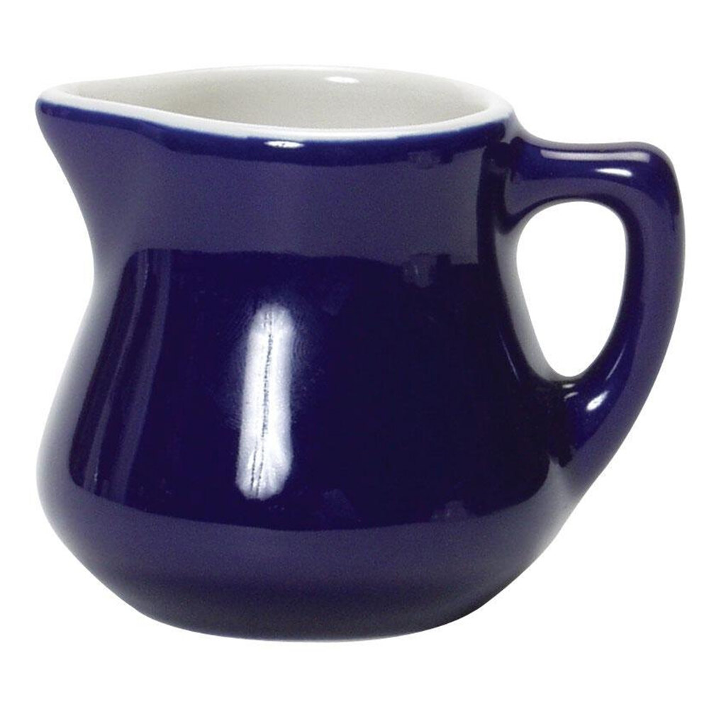 Tuxton B2R-035 3.5 oz. Cobalt / Eggshell China Creamer - 12/Case