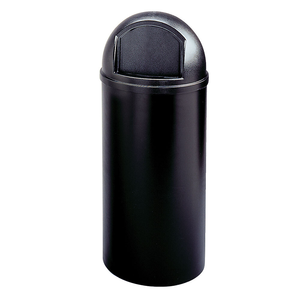 Rubbermaid® FG816088BLA Marshal Classic Black Round Resin Trash Can with Retainer Bands 60 Qt. / 15 Gallon