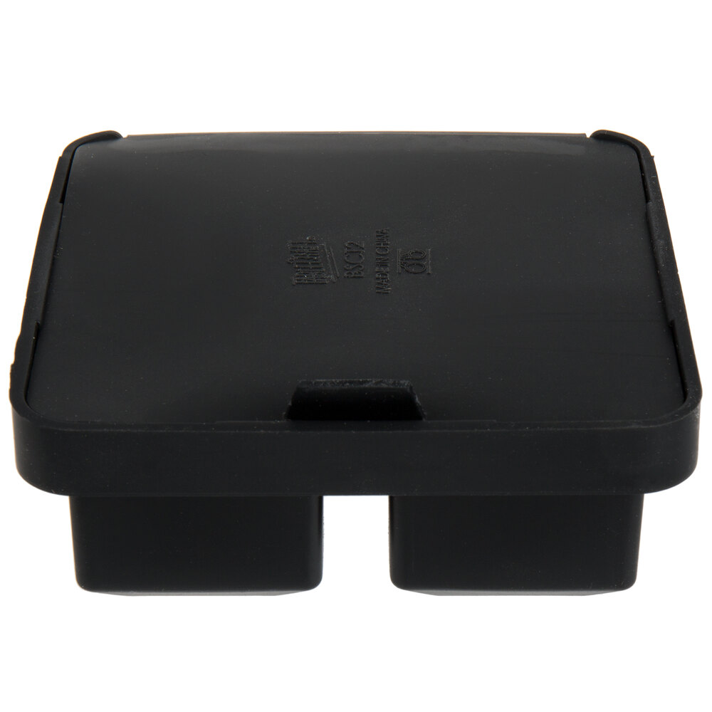 Tablecraft BSCT2 Black Silicone 4 Compartment 1 3/4" Cube Ice Mold with Lid