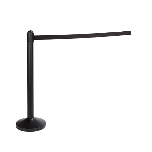American Metalcraft RSBPBL 40" Black Matte Crowd Control / Guidance Stanchion with 84" Black Retractable Belt