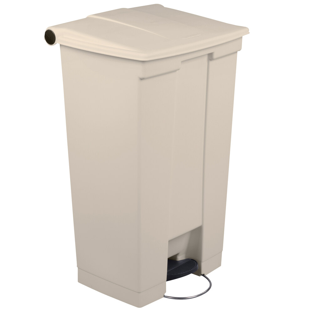 Rubbermaid® FG614600BEIG Beige Rectangular Plastic Mobile Step-On Container 92 Qt. / 23 Gallon
