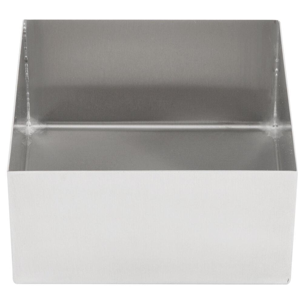 Tablecraft SS4025 1.75 Qt. 18-8 Stainless Steel Straight Sided Square Bowl - 6" x 6" x 3"
