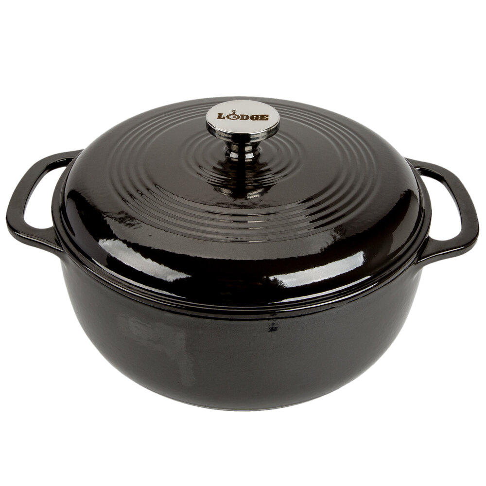 Lodge EC6D18 6 Qt. Midnight Chrome Enameled Cast Iron Dutch Oven