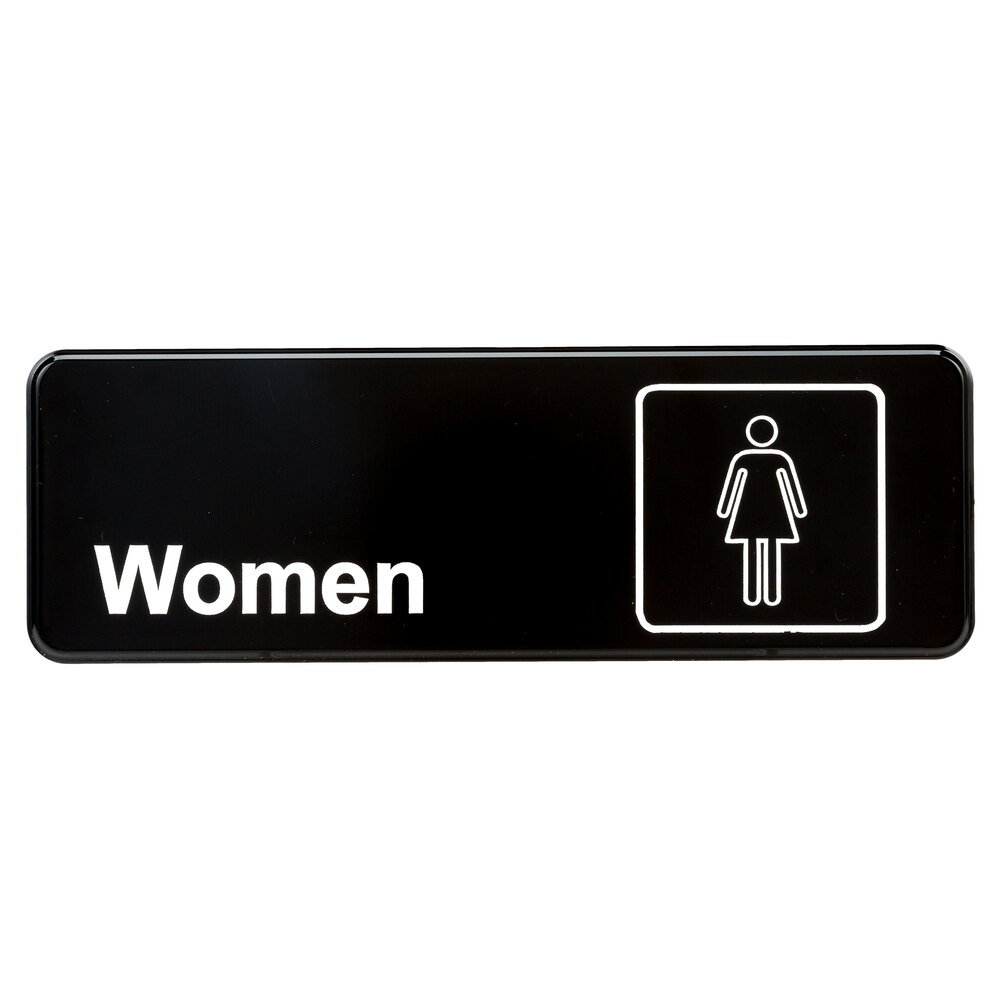 Vollrath 4516 Traex® Women's Restroom Sign - Black and White, 9" x 3"