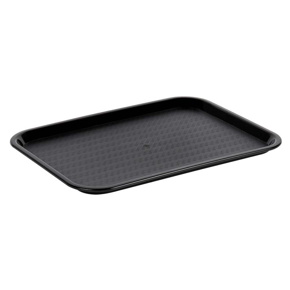 Choice 12" x 16" Black Plastic Fast Food Tray - 48/Case