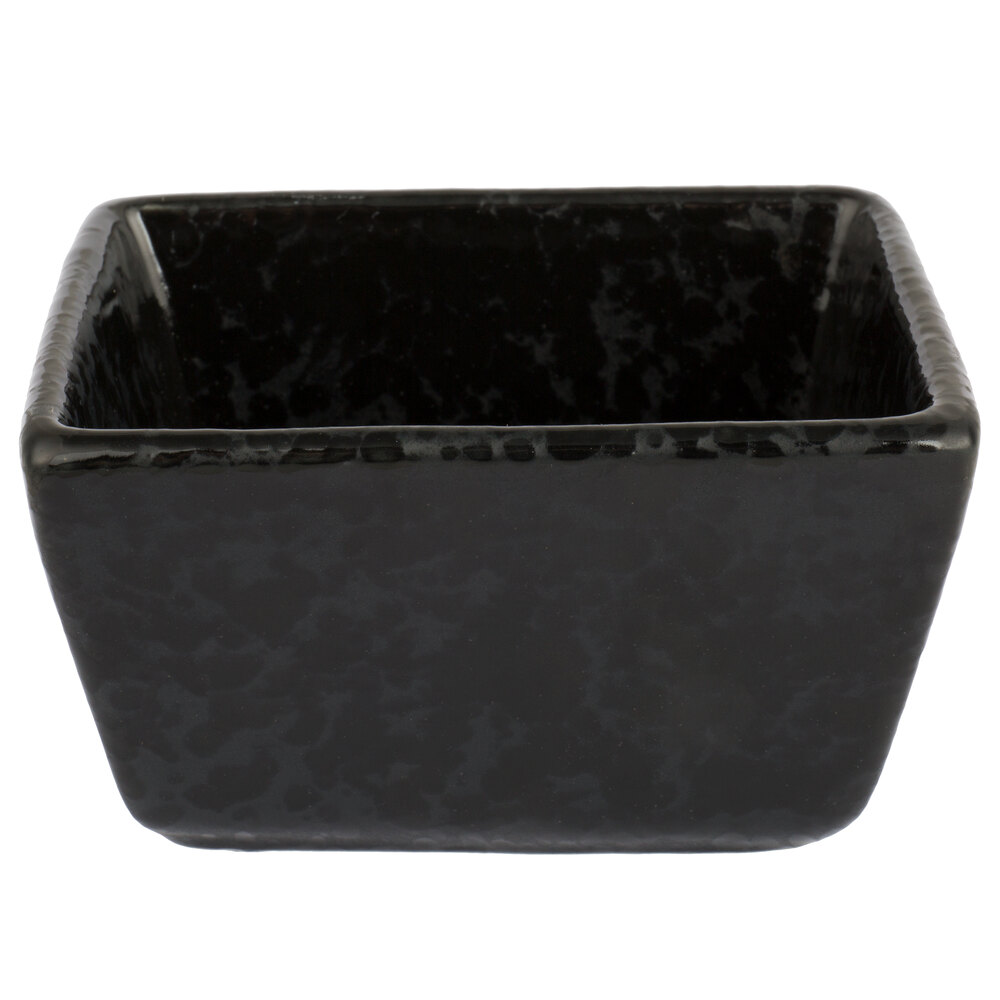 American Metalcraft PSBL 3 1/2" x 2 1/2" x 2" Black Artisanal Porcelain Sugar Packet Holder