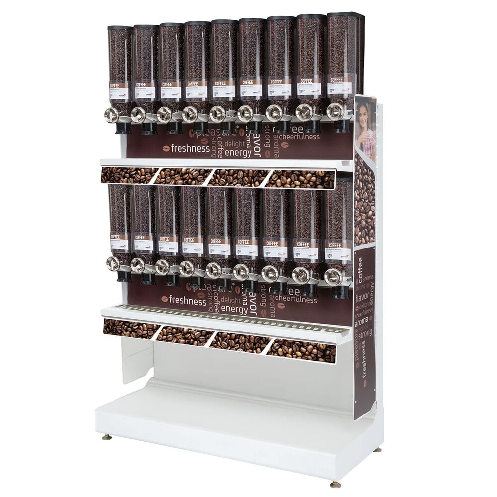 Rosseto GK2011 Bulkshop Free Standing Coffee Merchandising Gondola with Canisters - 50" x 25 13/16" x 82"