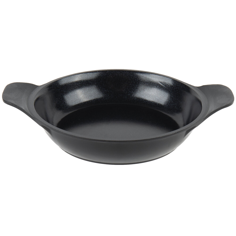 GET Heiss 10 oz. Black Enamel Coated Cast Aluminum Mini Coated Cast Aluminum Round Pan CA-101-BK/BK/CC