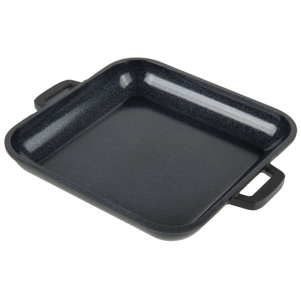 GET CA-104-BK/BK Heiss 10 oz. Black Enamel Coated Cast Aluminum Mini Square Coated Cast Aluminum Grill Pan