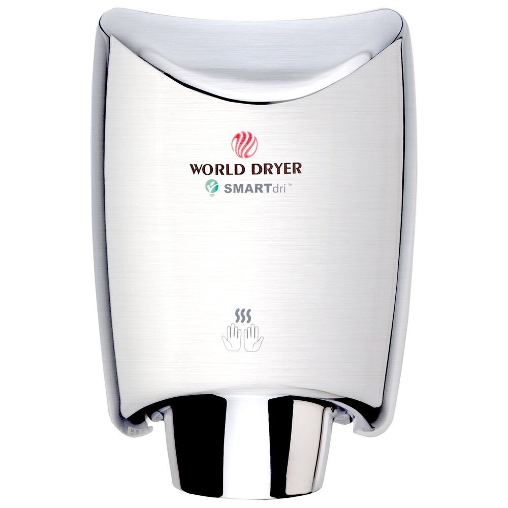 World Dryer K-972P2 SMARTdri Plus Polished Stainless Steel Surface-Mounted Hand Dryer - 110-120V, 1200W