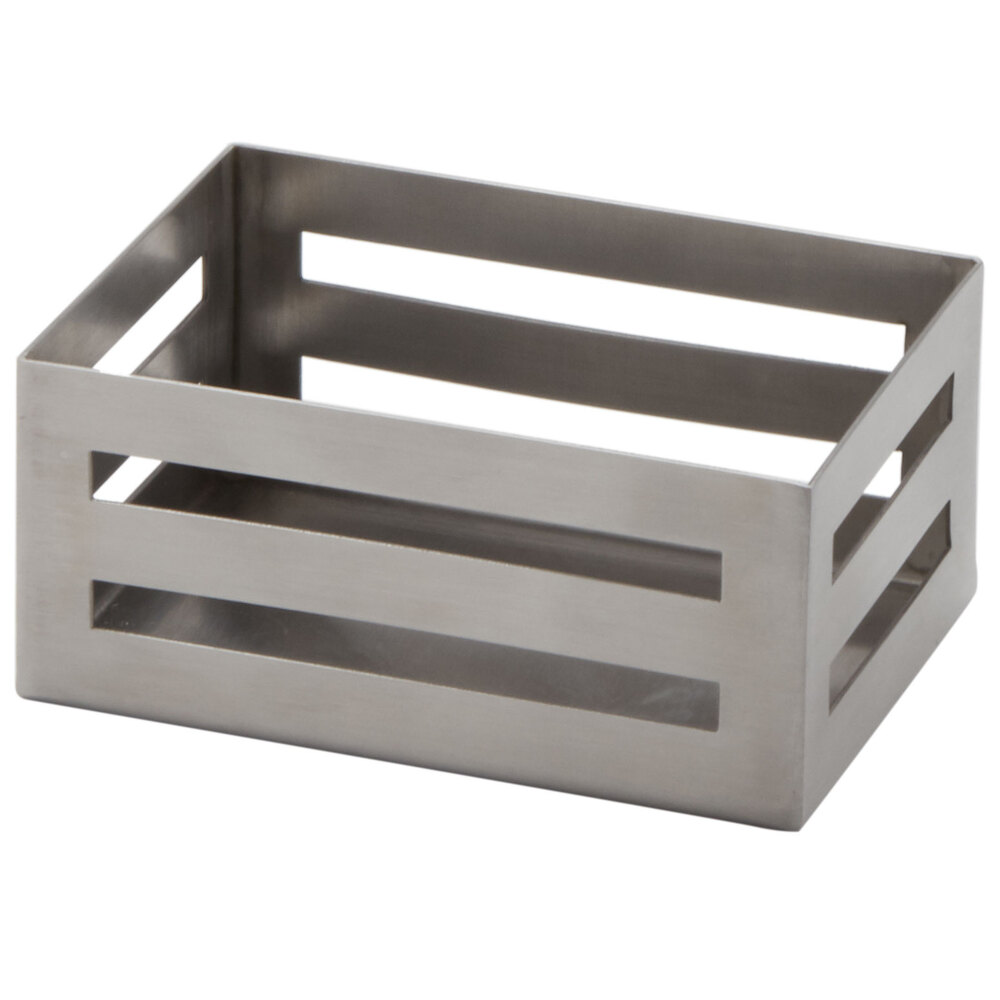 American Metalcraft SPC 3 1/2" x 2 1/2" Rectangular Satin Stainless Steel Sugar Caddy