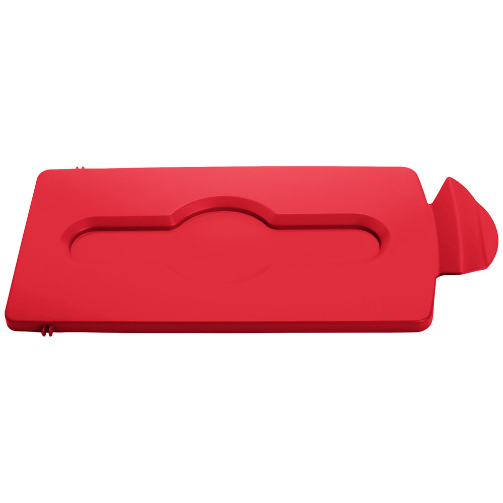 Rubbermaid® 2007192 Slim Jim Recycling Red Rectangular Hinged Flat Lid Insert
