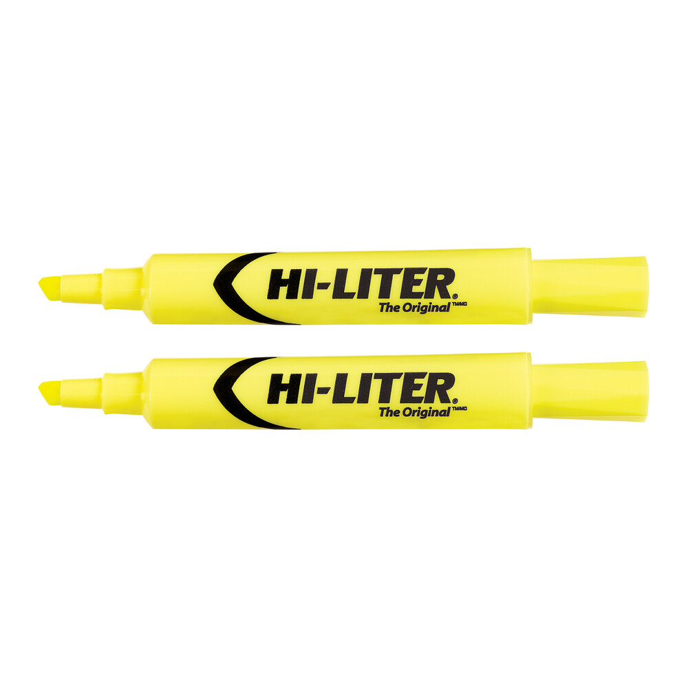 Avery® 24081 Hi-Liter® Fluorescent Yellow Chisel Tip Desk Style Highlighter - 2/Pack