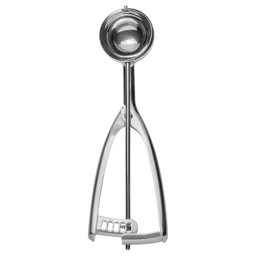 Vollrath 47156 #30 Round Stainless Steel Squeeze Handle Disher - 1.25 oz.