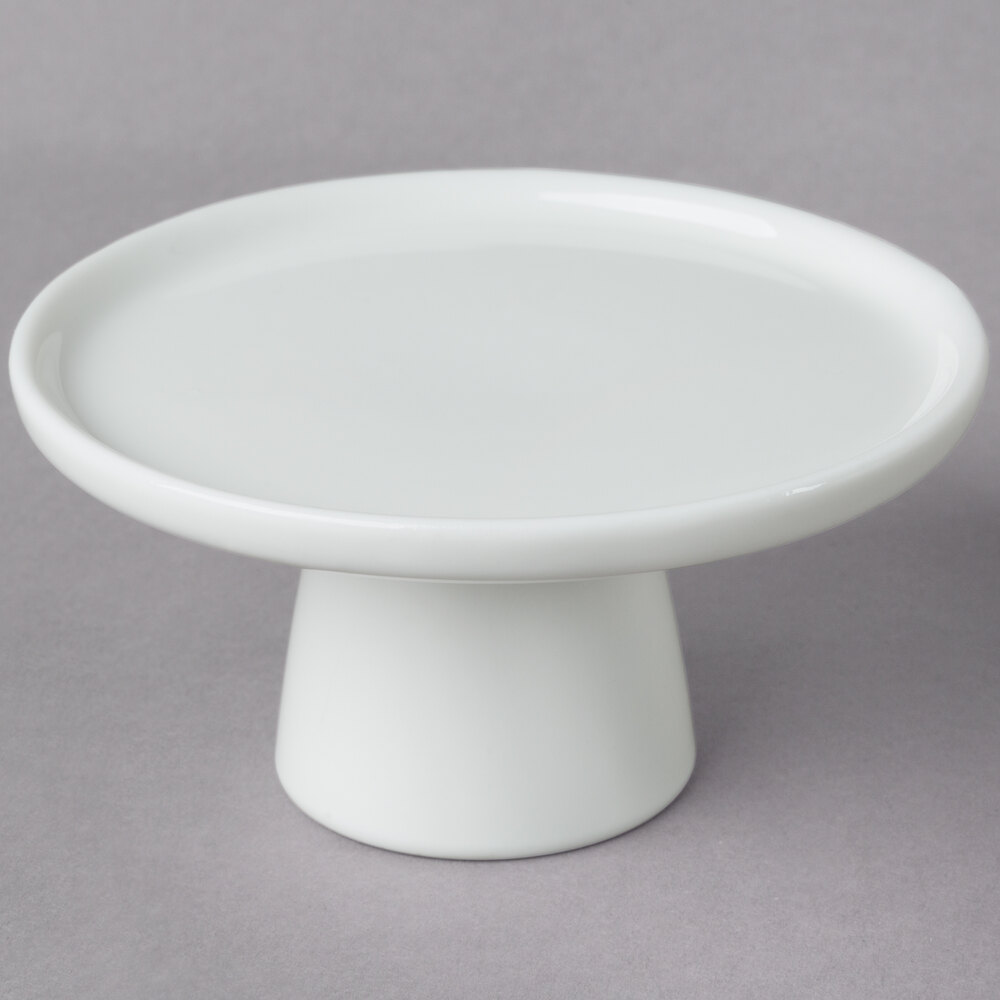10 Strawberry Street WTR-4CAKESTAND Whittier 4" White Porcelain Footed Cake Stand - 12/Case