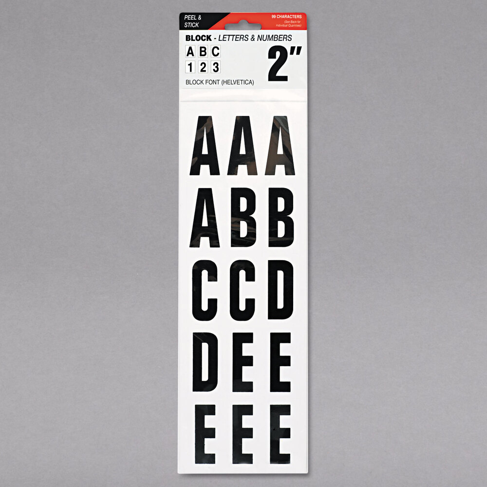 Cosco 098131 Black Adhesive 2" Helvetica Letters and Numbers - 99 Characters