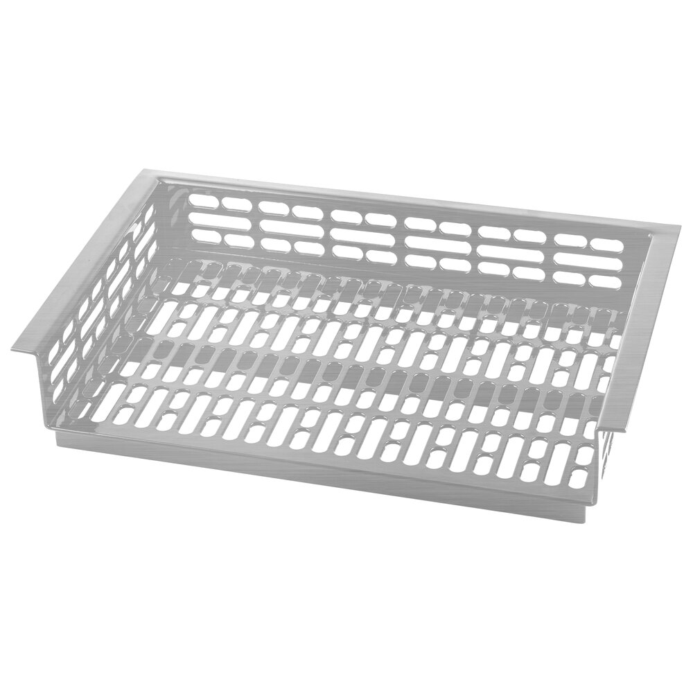 Tablecraft CW1064BK Simple Solutions 21 1/4" x 13 5/8" x 3" Brushed Aluminum Perforated Single Cold Well Drop-In Template