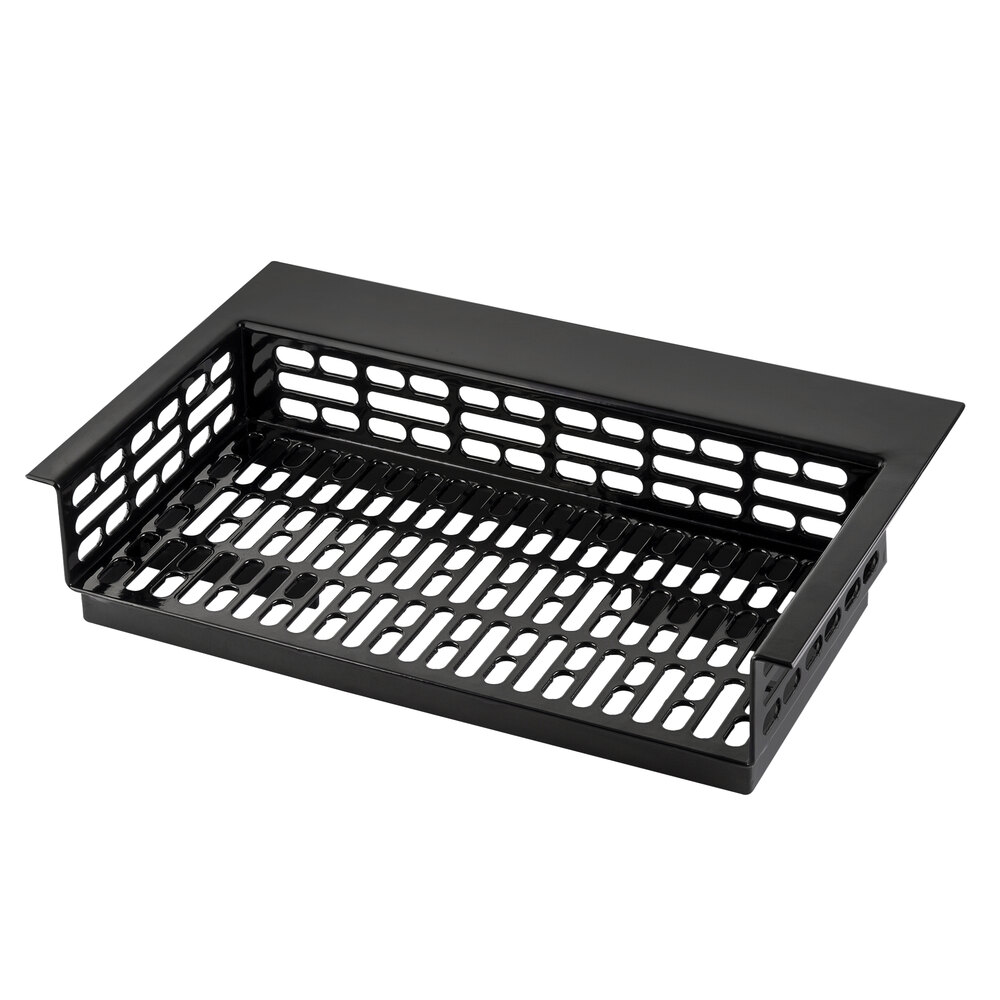 Tablecraft CW1090BK Simple Solutions 21 1/4" x 14 3/8" x 5" Black Cast Aluminum Perforated Single Cold Well Drop-In Template