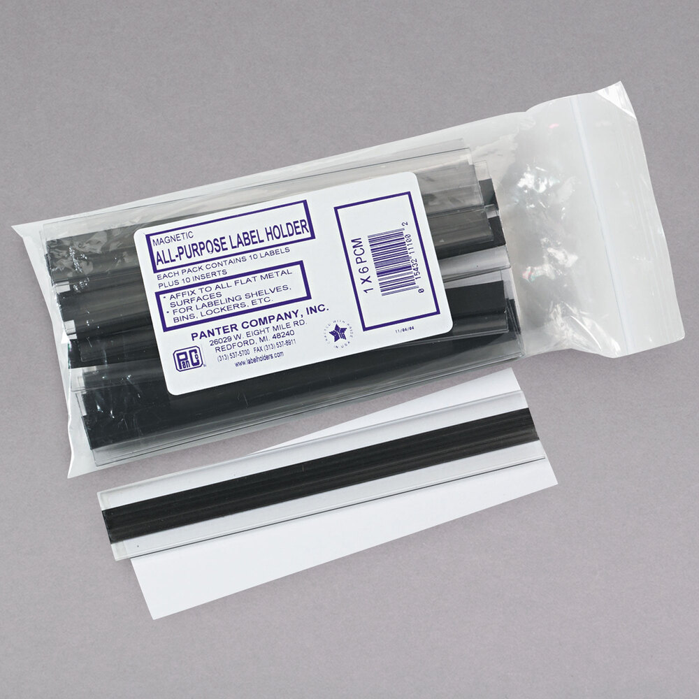 Panter Company CLI87810 6" x 1" Clear All-Purpose Magnetic Label Holders - 10/Pack