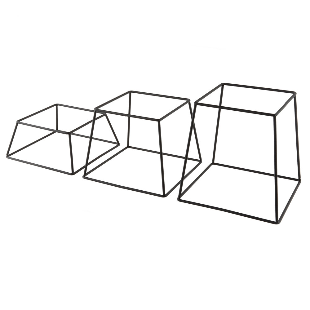 Acopa Square Black Metal 3-Piece Display Stand Set