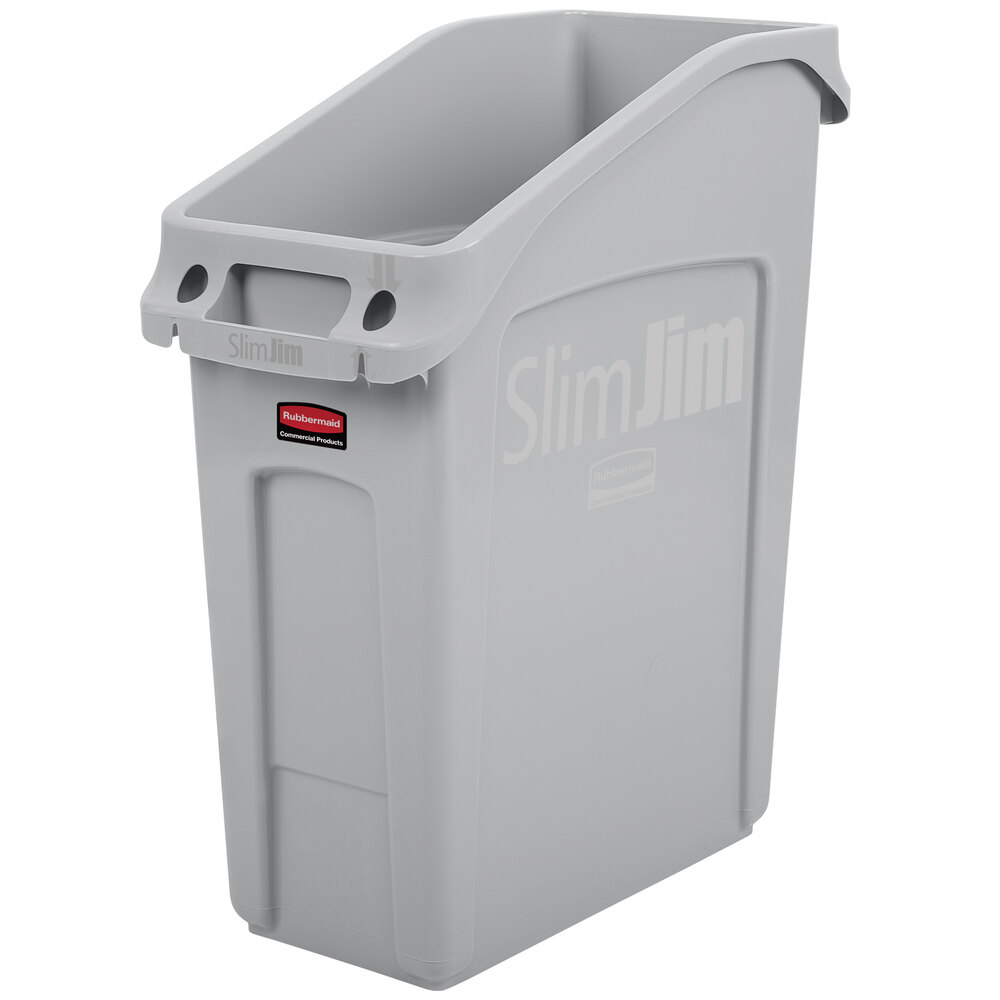 Rubbermaid® 2026695 52 Qt. / 13 Gallon Slim Jim Under-Counter Gray Rectangular Trash Can