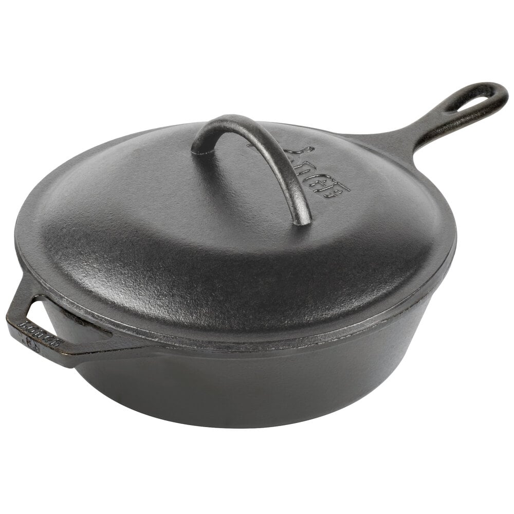 Lodge L8DSK3 10 1/4" Pre-Seasoned Cast Iron Deep Skillet with Cover