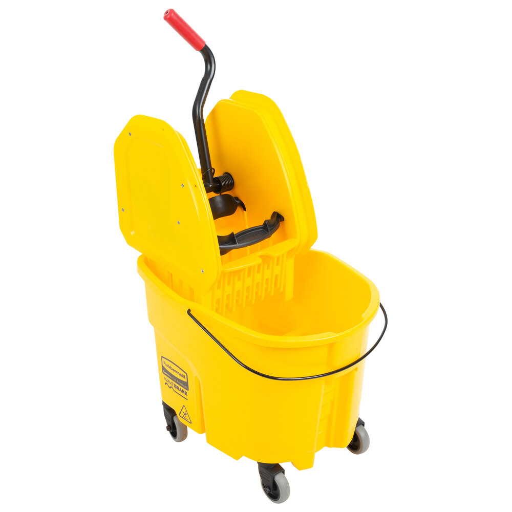 Rubbermaid® FG757788YEL WaveBrake® 35 Qt. Yellow Mop Bucket with Down Press Wringer