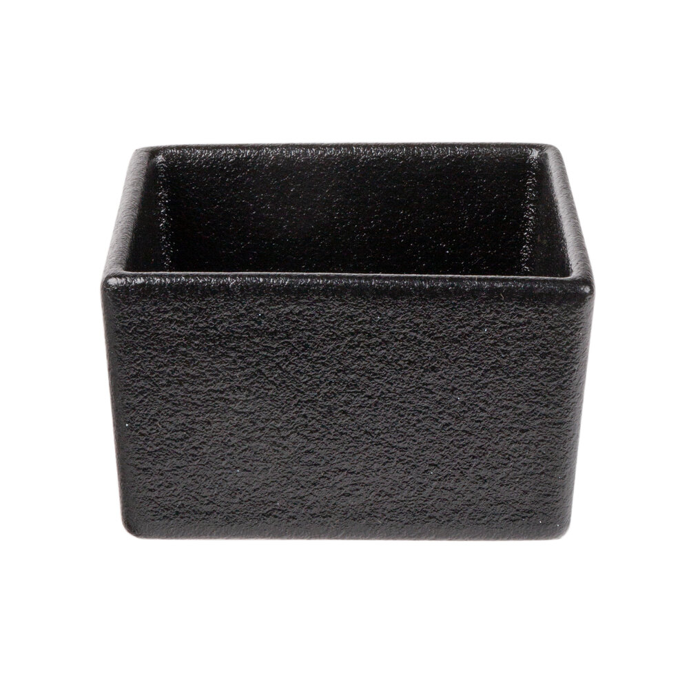 G.E.T. Enterprises COMP01BB Bugambilia 25.4 oz. Classic Textured Finish Black Resin-Coated Aluminum Straight-Sided Square Salad Bowl