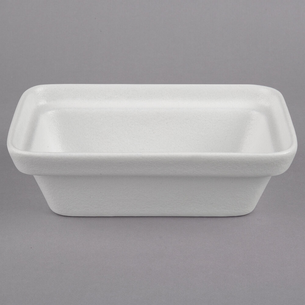 G.E.T. Enterprises BUD23WW Bugambilia 1.6 Qt. Classic Textured Finish White Resin-Coated Aluminum Rectangular China Bowl