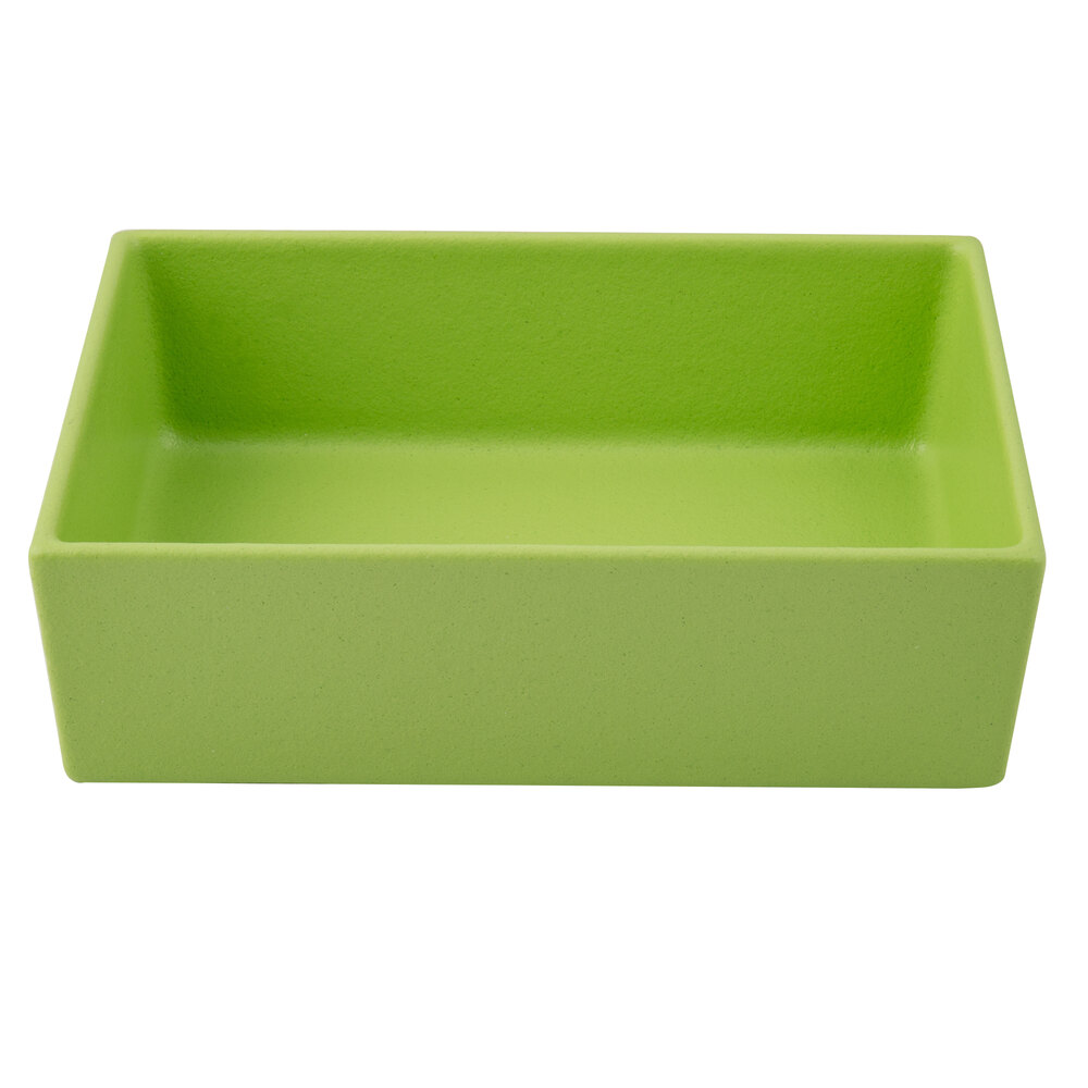 G.E.T. Enterprises COMP02LM Bugambilia 2.4 Qt. Classic Textured Finish Lime Resin-Coated Aluminum Straight-Sided Rectangular Salad Bowl