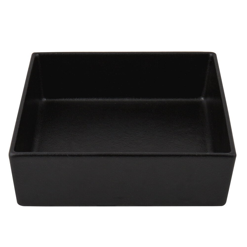 G.E.T. Enterprises COMP03BB Bugambilia 3.9 Qt. Classic Textured Finish Black Resin-Coated Aluminum Straight-Sides Square Salad Bowl