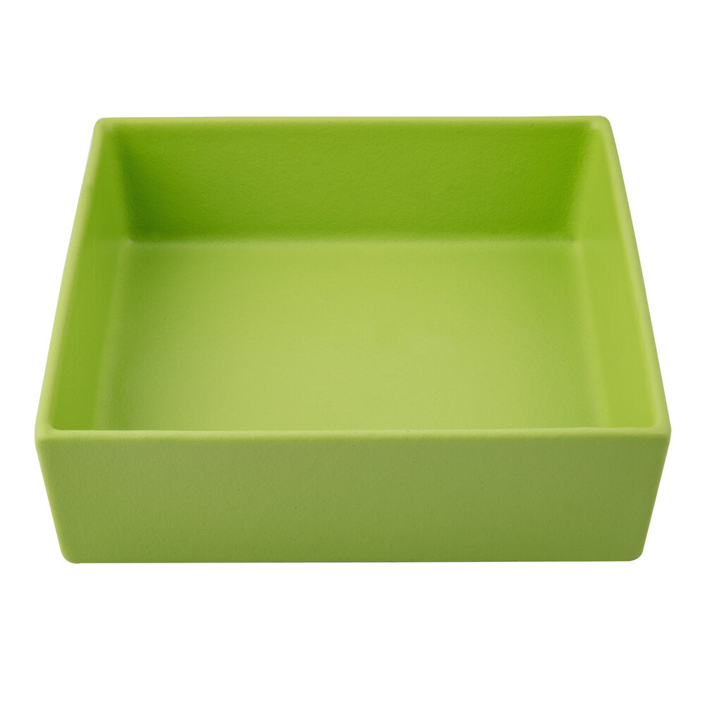 G.E.T. Enterprises COMP03LM Bugambilia 3.9 Qt. Classic Textured Finish Lime Resin-Coated Aluminum Straight-Sides Square Salad Bowl