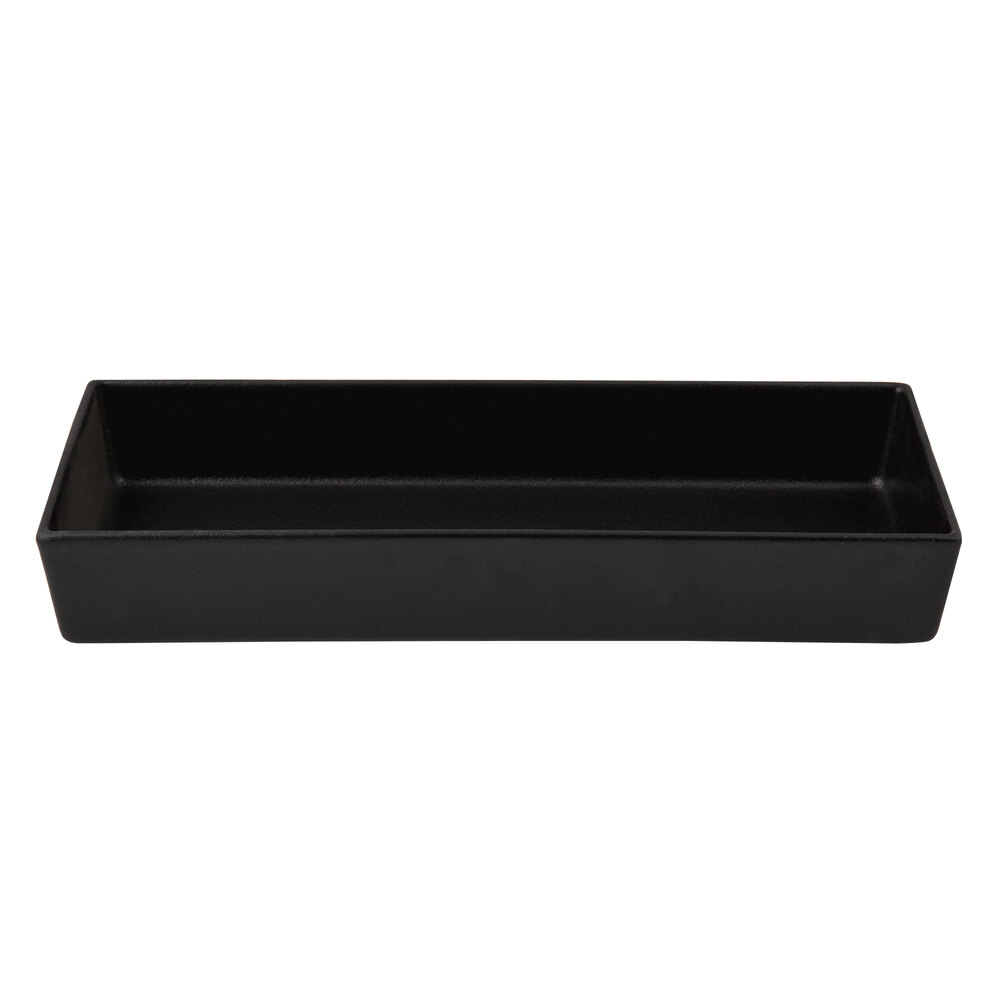 G.E.T. Enterprises COMP04BB Bugambilia 5.3 Qt. Classic Textured Finish Black Resin-Coated Aluminum Straight-Sided Rectangular Salad Bowl