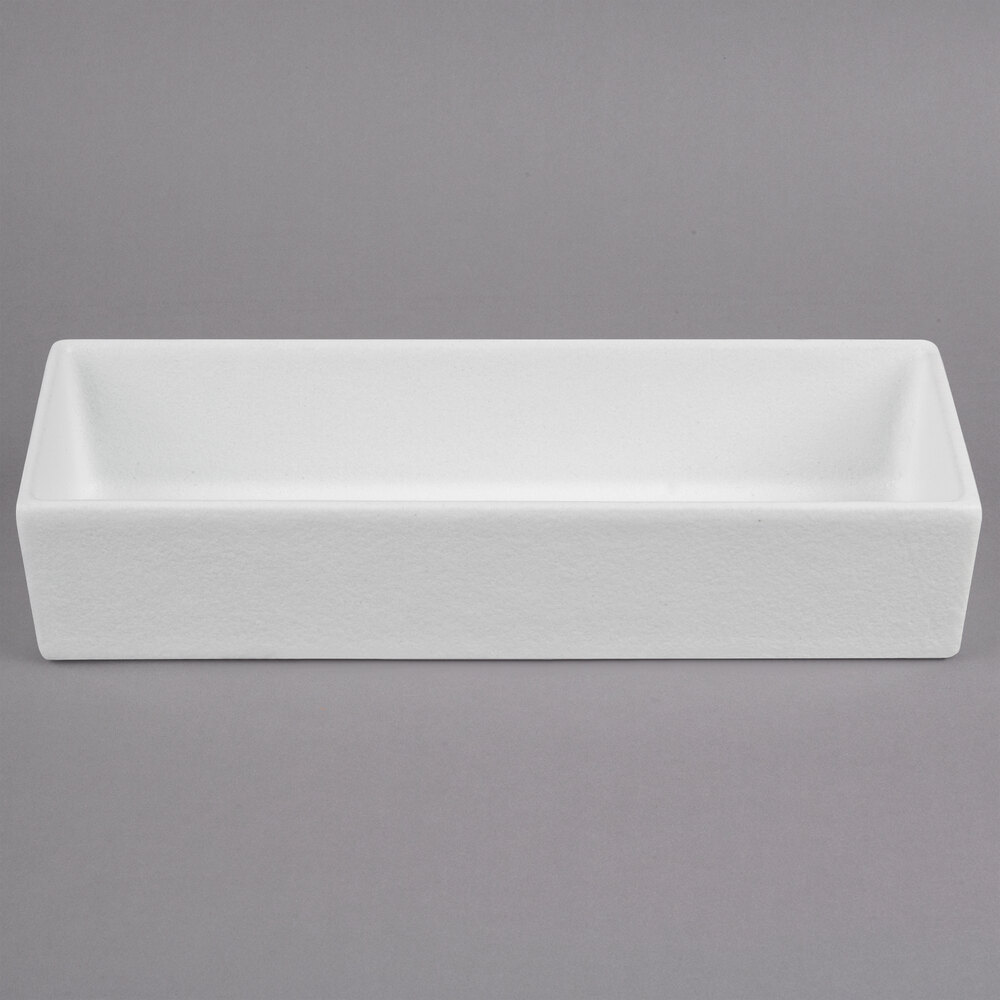 G.E.T. Enterprises COMP05WW Bugambilia 2.6 Qt. Classic Textured Finish White Resin-Coated Aluminum Straight-Sided Rectangular Salad Bowl
