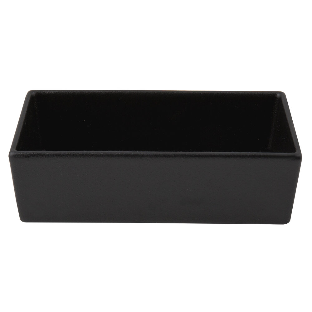 G.E.T. Enterprises COMP06BB Bugambilia 1.8 Qt. Classic Textured Finish Black Resin-Coated Aluminum Straight-Sided Rectangular Salad Bowl