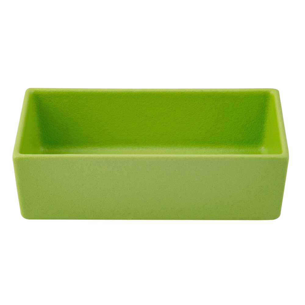G.E.T. Enterprises COMP06LM Bugambilia 1.8 Qt. Classic Textured Finish Lime Resin-Coated Aluminum Straight-Sided Rectangular Salad Bowl