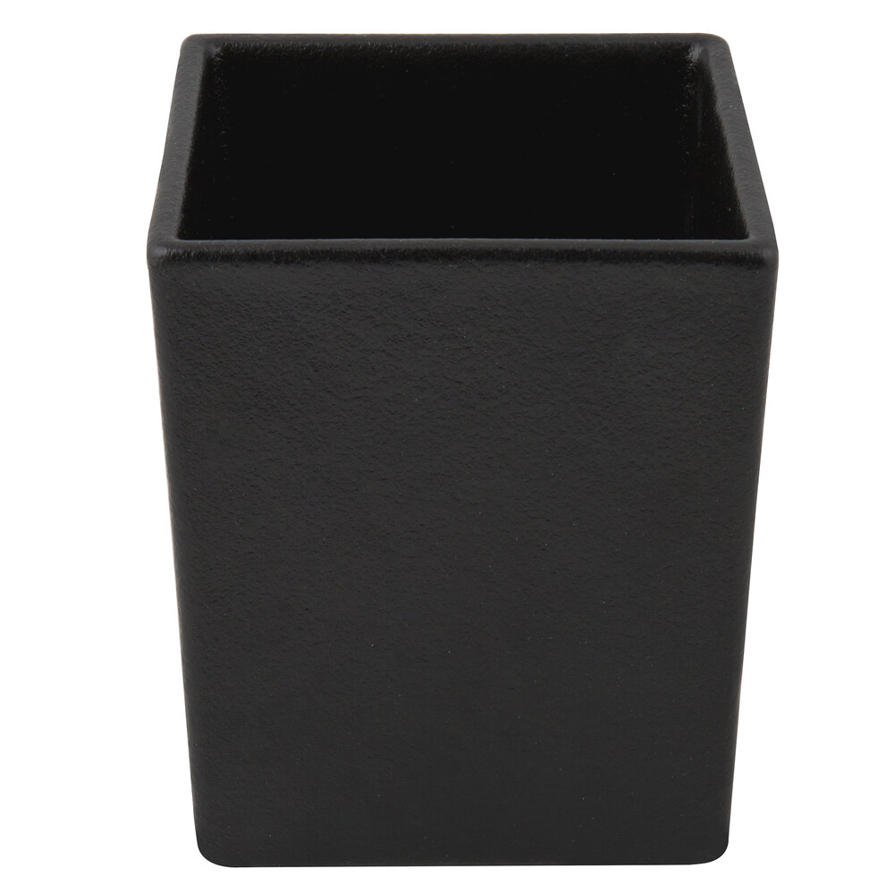 G.E.T. Enterprises COMP07BB Bugambilia 1.9 Qt. Classic Textured Finish Black Resin-Coated Aluminum Straight-Sided Square Salad Bowl