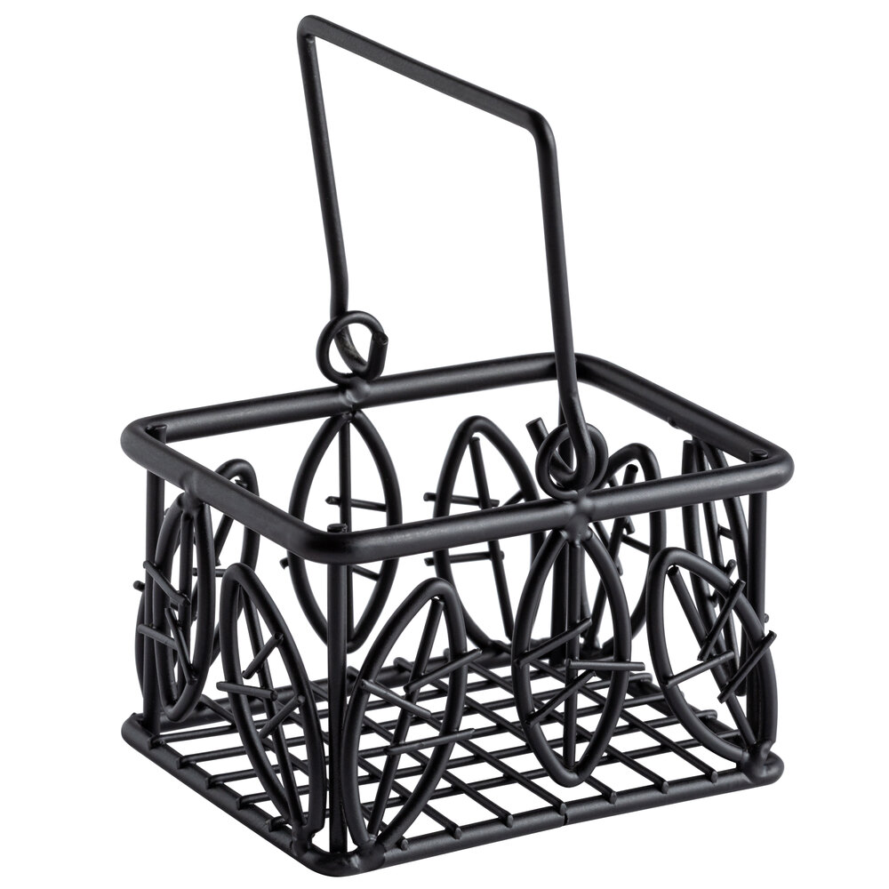 American Metalcraft SBL353 3 1/2" x 2 3/4" Leaf Wrought Iron Sugar Packet Caddy