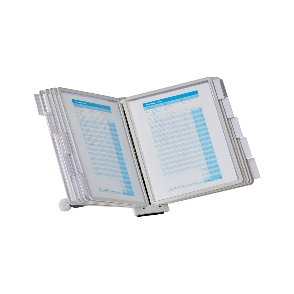 Durable 554210 SHERPA 10" x 5 5/8" x 13 1/2" Gray Borders 10 Panel Desktop Reference System