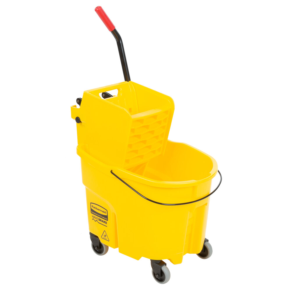 Rubbermaid® FG758088YEL WaveBrake® 35 Qt. Yellow Mop Bucket with Side Press Wringer